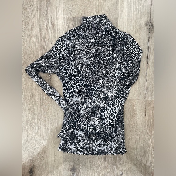 AFRM Black and White Animal Print Blouse Sheer - Picture 1 of 3